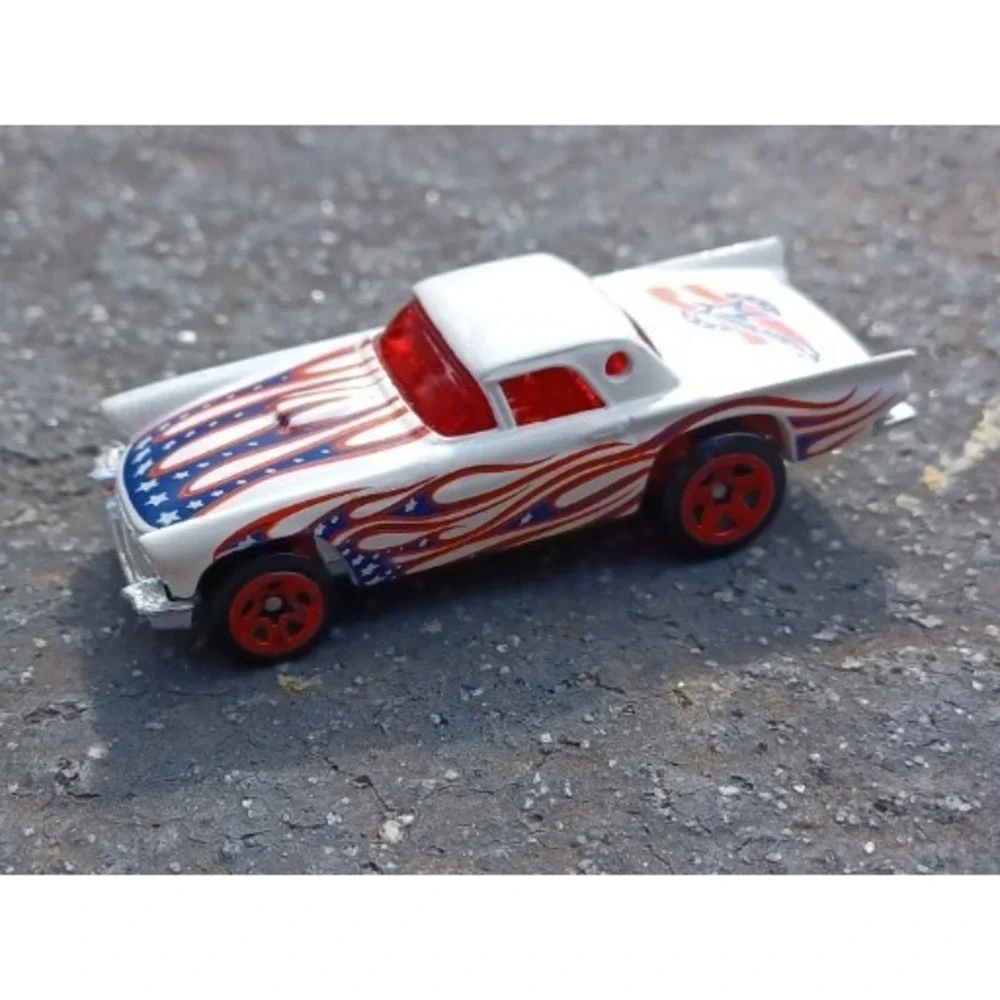 Vintage 1977 Hot Wheels Thailand 57 T Bird Rare White Stars Flames Blue/Red